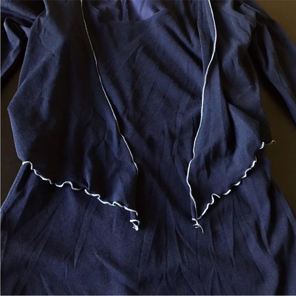 VTG Jodi California Sheer Jacket Dress Tie Front M Blue Contrast Made In USA - Picture 16 of 16